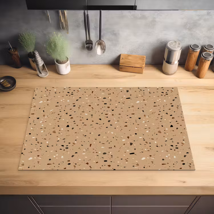 Terrazzo - Patroon - Beige Inductie beschermer vinyl 3mm klein 276 -sfeer5
