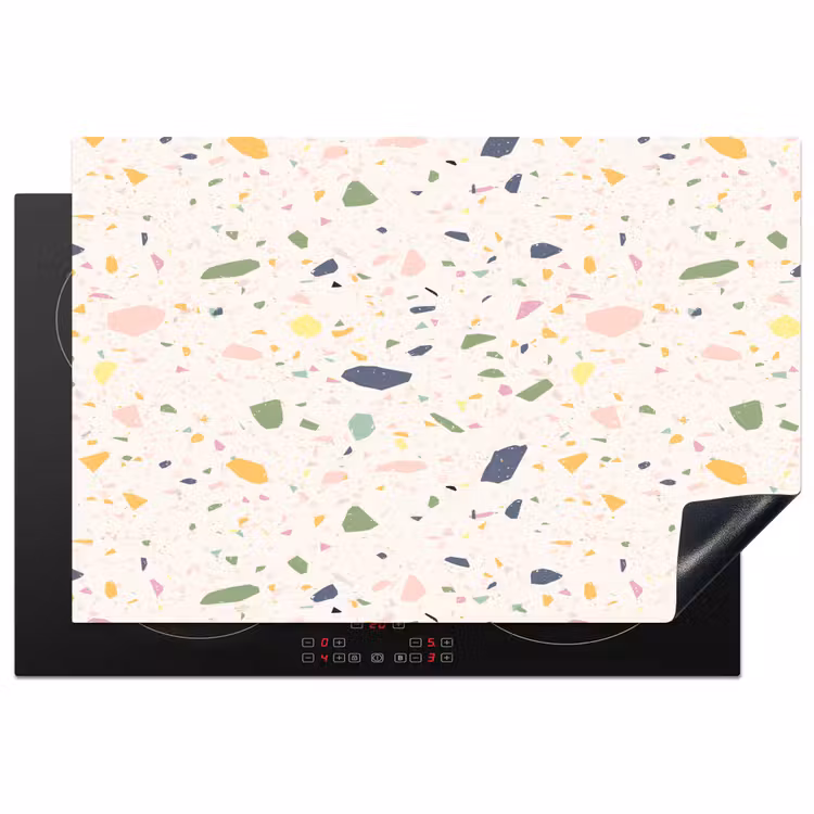 Terrazzo - Patroon - Kleurrijk  - Festival Inductie beschermer vinyl 3mm klein 276 -3d