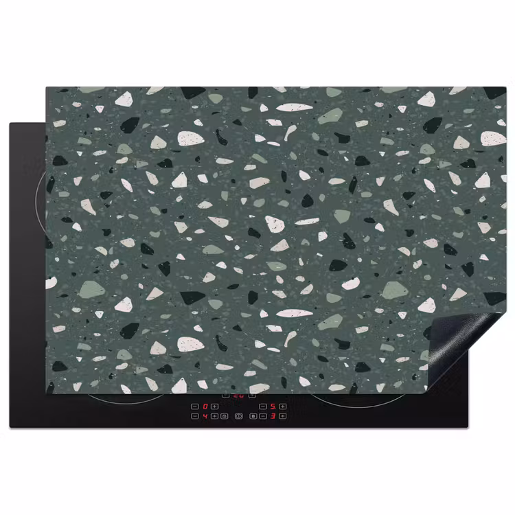 Terrazzo - Patroon - Kleurrijk - Groen Inductie beschermer vinyl 3mm klein 276 -3d