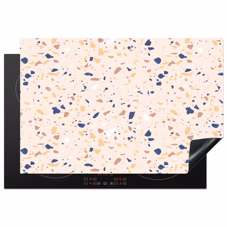 Terrazzo - Patroon - Kleurrijk - Indigo Inductie beschermer vinyl 3mm klein 276 -3d