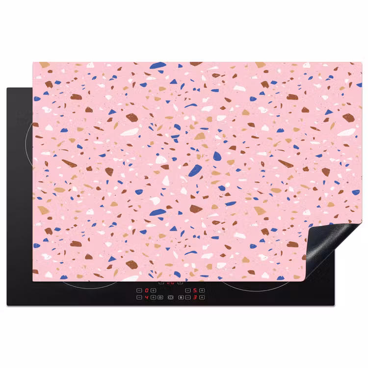 Terrazzo - Patroon - Kleurrijk - Roze Inductie beschermer vinyl 3mm klein 276 -3d