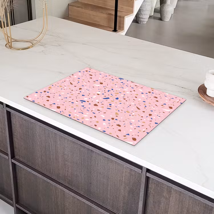 Terrazzo - Patroon - Kleurrijk - Roze Inductie beschermer vinyl 3mm klein 276 -sfeer8