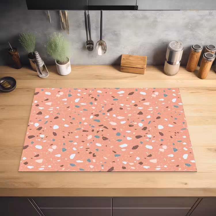 Terrazzo - Patroon - Kleurrijk - Roze - Blauw Inductie beschermer vinyl 3mm klein 276 -sfeer5