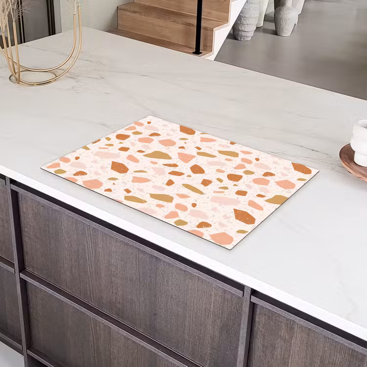 Terrazzo - Patroon - Kleurrijk - Zalm Inductie beschermer vinyl 3mm klein 276 -sfeer8