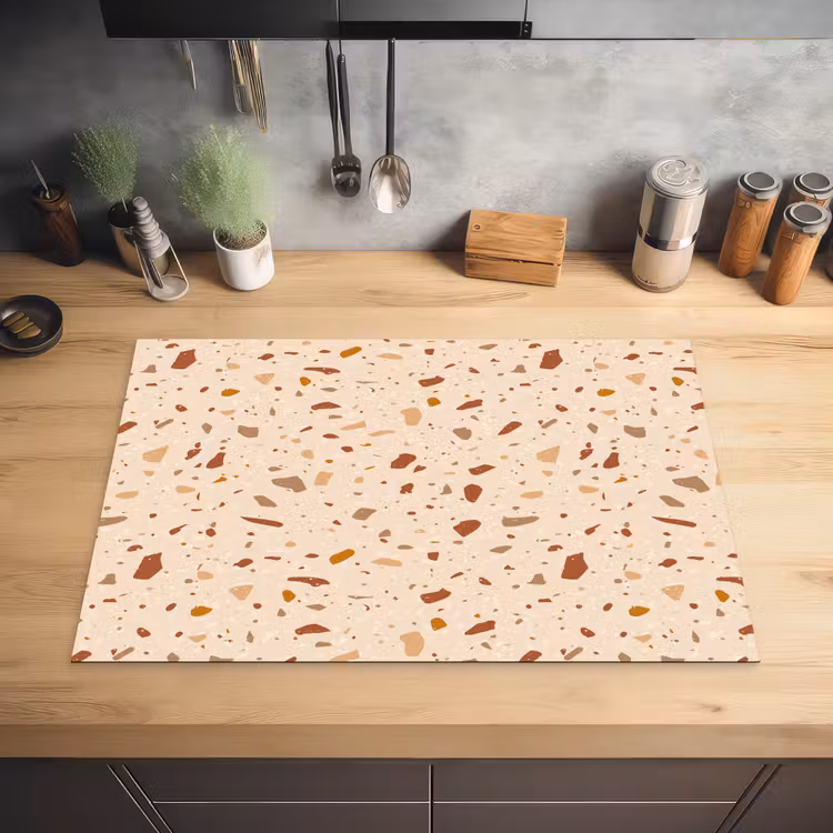 Terrazzo - Patroon - Kleurrijk - Steen Inductie beschermer vinyl 3mm klein 276 -sfeer5