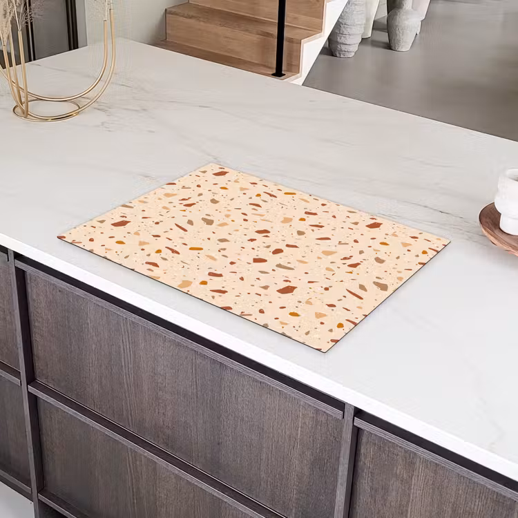 Terrazzo - Patroon - Kleurrijk - Steen Inductie beschermer vinyl 3mm klein 276 -sfeer8