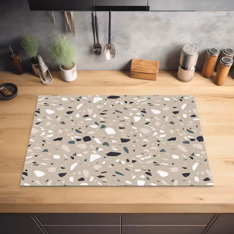 Terrazzo - Patroon - Groen Inductie beschermer vinyl 3mm klein 276 -sfeer5