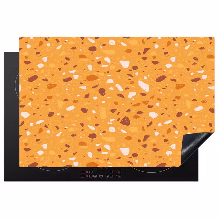 Terrazzo - Patroon - Okergeel Inductie beschermer vinyl 3mm klein 276 -3d