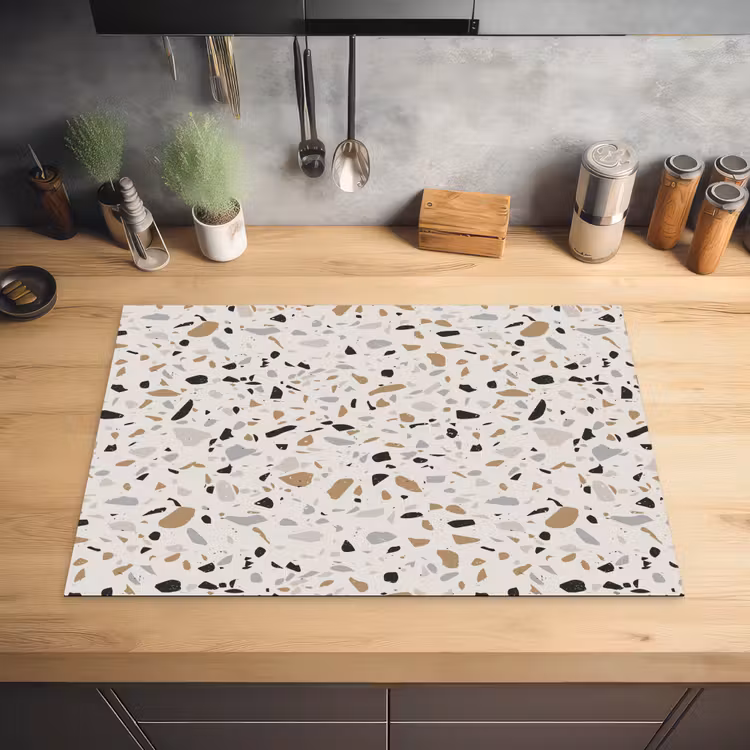 Terrazzo - Patroon - Staal Inductie beschermer vinyl 3mm klein 276 -sfeer5