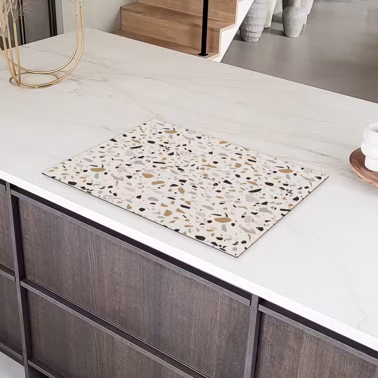 Terrazzo - Patroon - Staal Inductie beschermer vinyl 3mm klein 276 -sfeer8