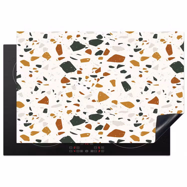 Terrazzo - Patroon - Wit - Terra Inductie beschermer vinyl 3mm klein 276 -3d