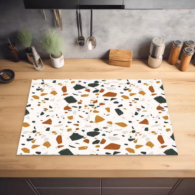 Terrazzo - Patroon - Wit - Terra Inductie beschermer vinyl 3mm klein 276 -sfeer5