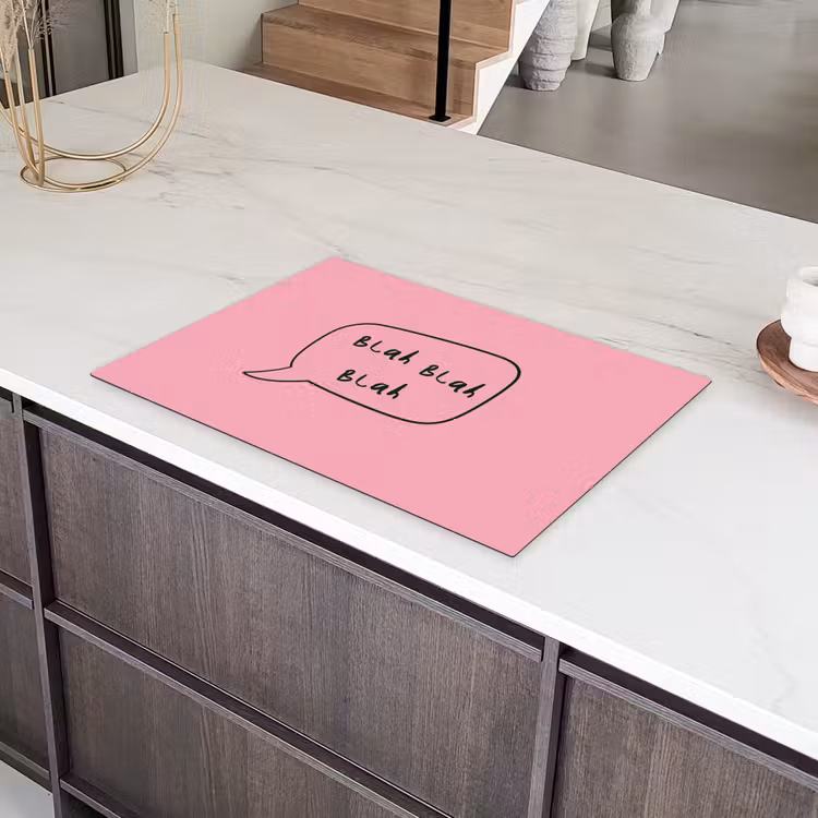 Tekstwolkje - BLAH BLAH BLAH - Roze Inductie beschermer vinyl 3mm klein -sfeer8