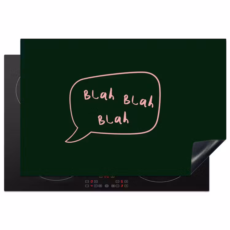 Tekstwolkje - Donkergroen - BLAH BLAH BLAH Inductie beschermer vinyl 3mm klein -3d