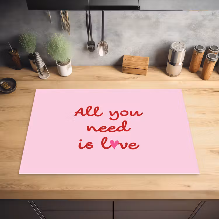 Tekst - Roze - Love - Hart Inductie beschermer vinyl 3mm klein -sfeer5