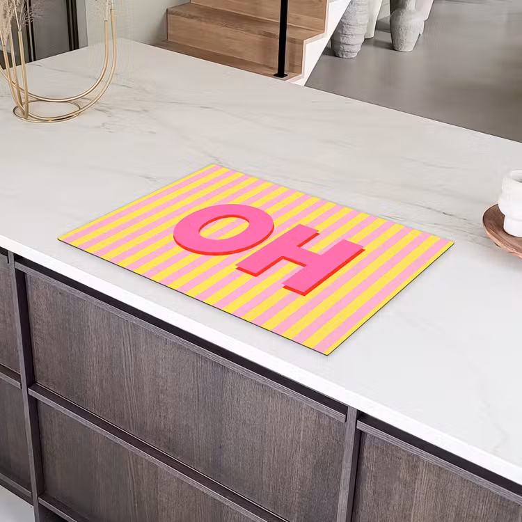 Tekst - Strepen - Roze Inductie beschermer vinyl 3mm klein -sfeer8
