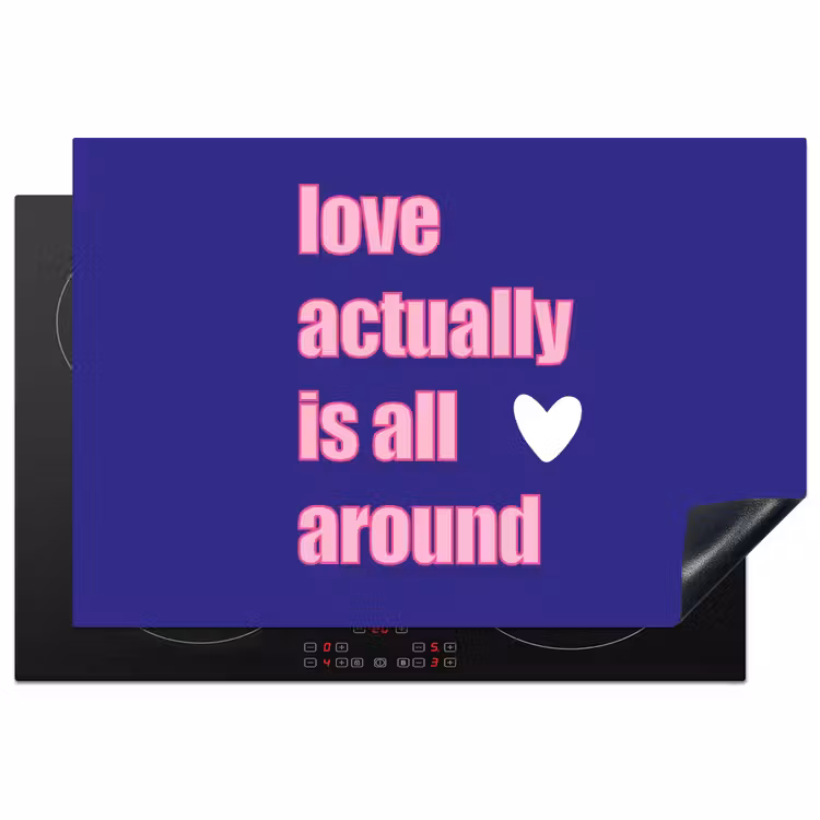 Tekst - Valentijn - Love - Blauw Inductie beschermer vinyl 3mm klein -3d