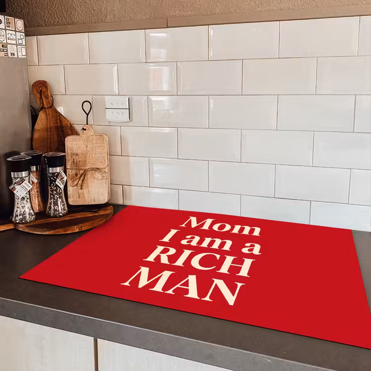 Tekst - Rijkdom - Motivatie - Rood - Modern Inductie beschermer vinyl 3mm klein -sfeer3
