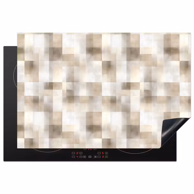 Textuur - Linnen - Beige Inductie beschermer vinyl 3mm klein 276 -3d
