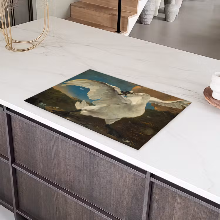 De bedreigde zwaan - Schilderij van Jan Asselijn Inductie beschermer vinyl 3mm klein -sfeer8