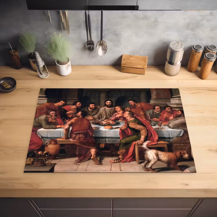 Het laatste avondmaal - Schilderij van Willem Key Inductie beschermer vinyl 3mm middel -sfeer5