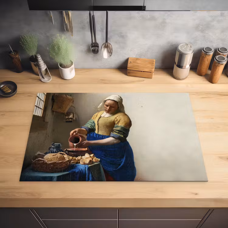 Het melkmeisje - Kunst - Oude meesters - Vermeer Inductie beschermer vinyl 3mm klein -sfeer5
