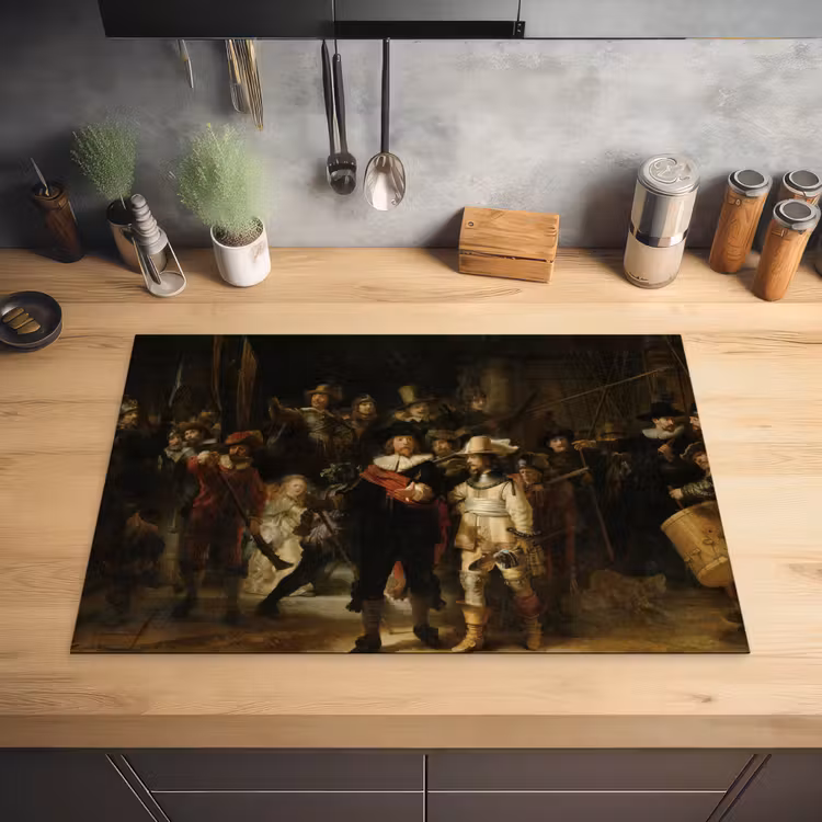 De Nachtwacht - Kunst - Oude meesters - Rembrandt Inductie beschermer vinyl 3mm klein -sfeer5