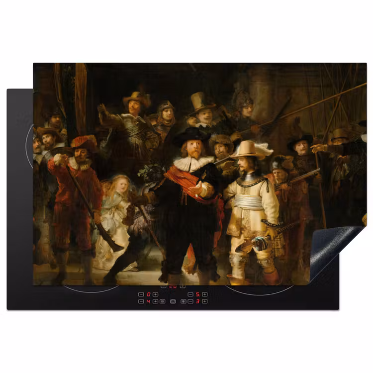 De Nachtwacht - Schilderij van Rembrandt van Rijn Inductie beschermer vinyl 3mm klein -3d