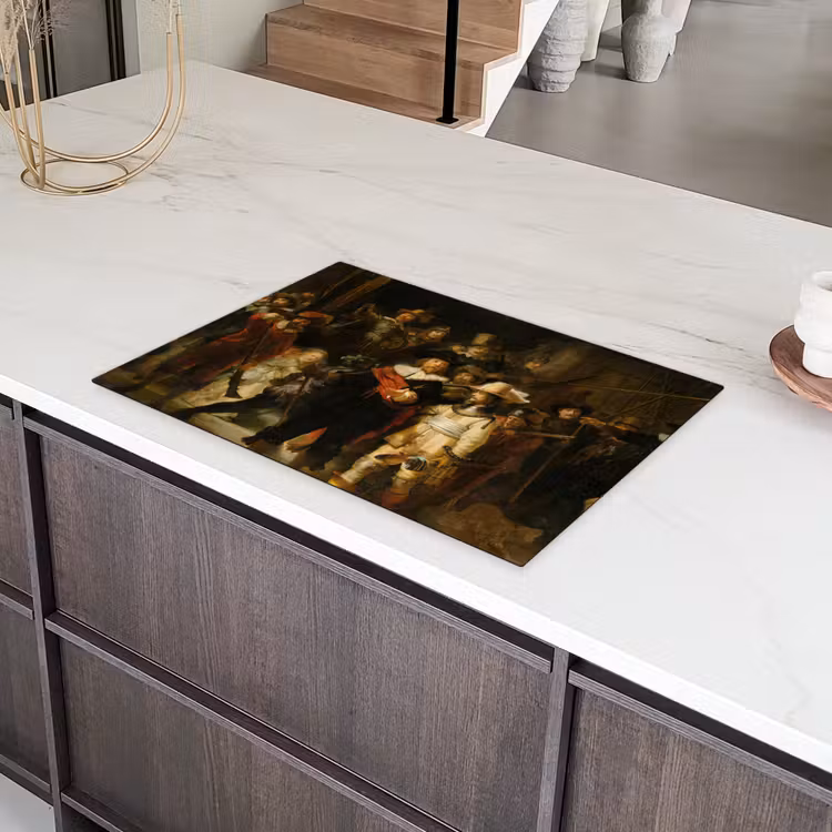 De Nachtwacht - Schilderij van Rembrandt van Rijn Inductie beschermer vinyl 3mm klein -sfeer8