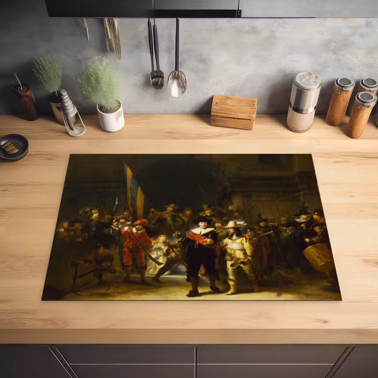 De Nachtwacht - Rembrandt van Rijn Inductie beschermer vinyl 3mm middel -sfeer5