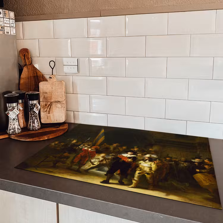De Nachtwacht - Rembrandt van Rijn Inductie beschermer vinyl 3mm middel -sfeer3