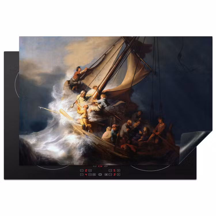 De storm op het meer van Galilea - Rembrandt van Rijn Inductie beschermer vinyl 3mm klein -3d