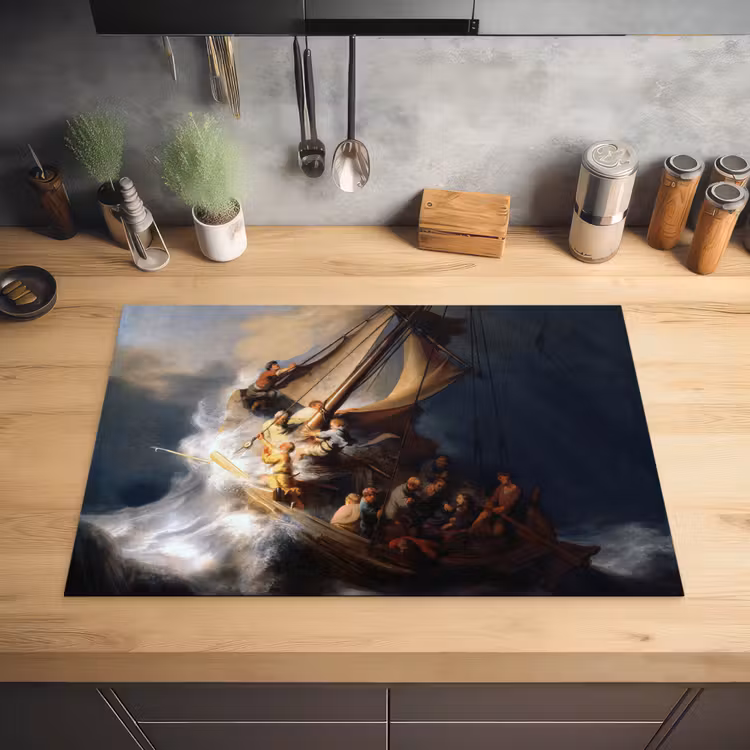 De storm op het meer van Galilea - Rembrandt van Rijn Inductie beschermer vinyl 3mm klein -sfeer5