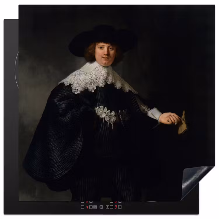 Het huwelijksportret van Marten Soolmans - Rembrandt van Rijn Inductie beschermer vinyl 3mm middel -3d