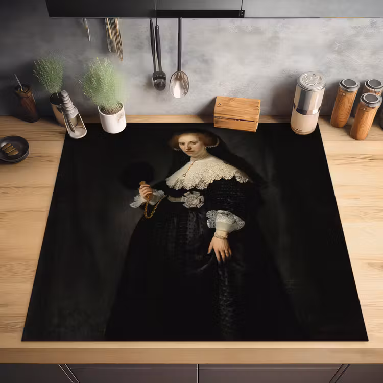 Het huwelijksportret van Oopjen Coppit - Rembrandt van Rijn Inductie beschermer vinyl 3mm middel -sfeer5