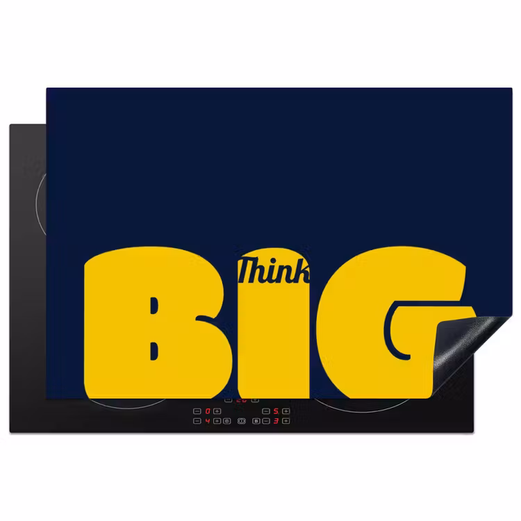 Think big - Blauw - Geel Inductie beschermer vinyl 3mm klein -3d