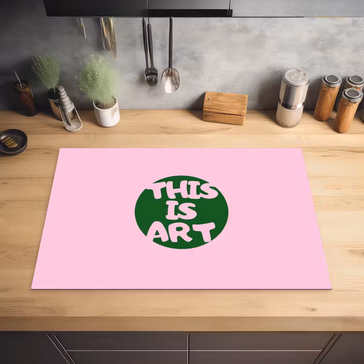 This is art - Tekst - Cirkel - Groen Inductie beschermer vinyl 3mm klein -sfeer5