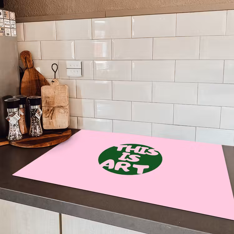 This is art - Tekst - Cirkel - Groen Inductie beschermer vinyl 3mm klein -sfeer3
