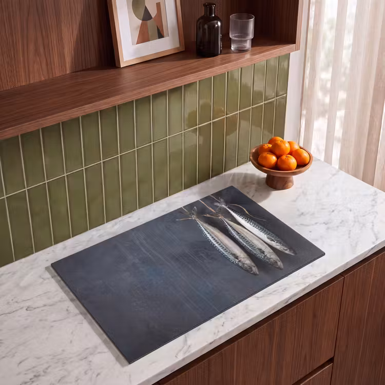 Induction Hob Cover - Three Fish - Rope - Drie vissen - Touw Inductie beschermer vinyl 3mm klein