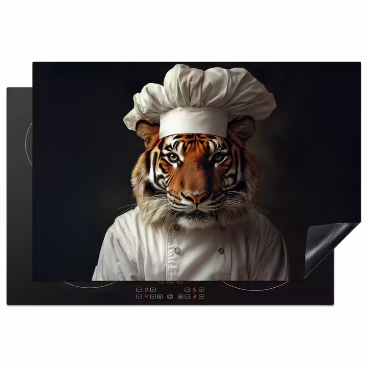 Tijger - Kokskleding - Bruin Inductie beschermer vinyl 3mm klein -3d