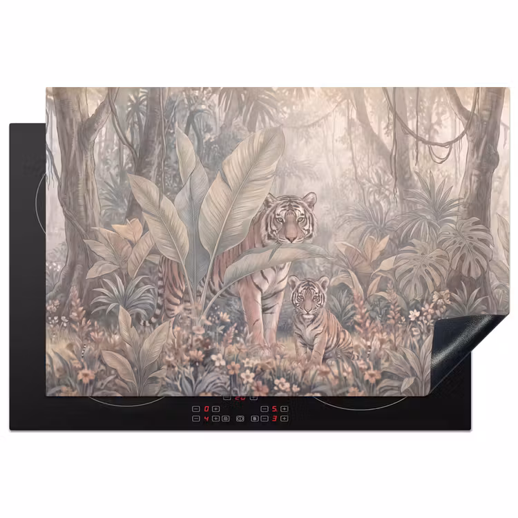 Tijger - Welp - Jungle - Illustratie - Dieren Inductie beschermer vinyl 3mm klein -3d