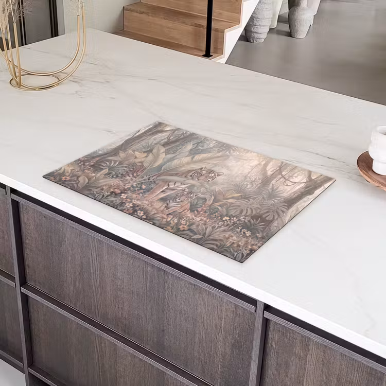 Tijger - Welp - Jungle - Illustratie - Dieren Inductie beschermer vinyl 3mm klein -sfeer8