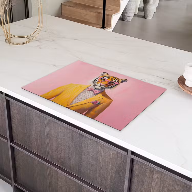 Tijger - Bril - Geel - Jasje Inductie beschermer vinyl 3mm klein -sfeer8