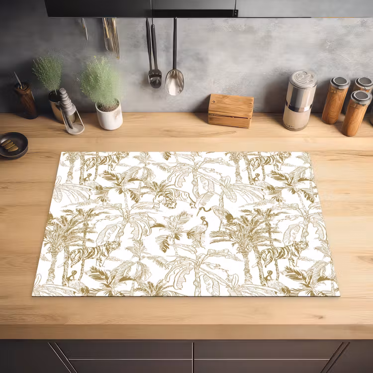 Tijger - Oerwoud - Beige Inductie beschermer vinyl 3mm klein 276 -sfeer5