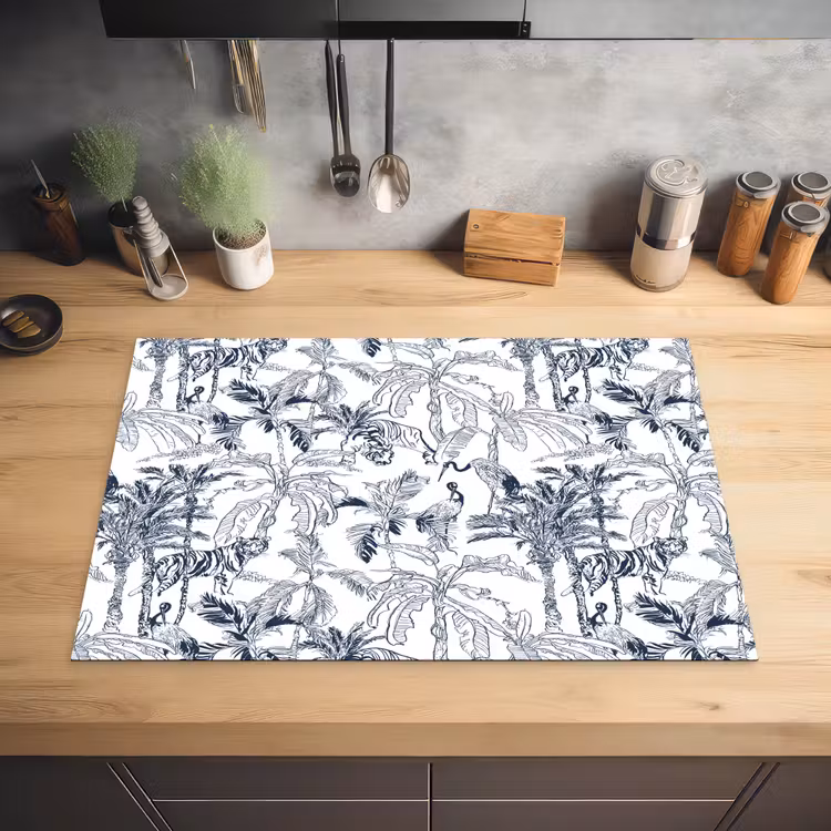 Tijger - Jungle - Blauw Inductie beschermer vinyl 3mm klein 276 -sfeer5