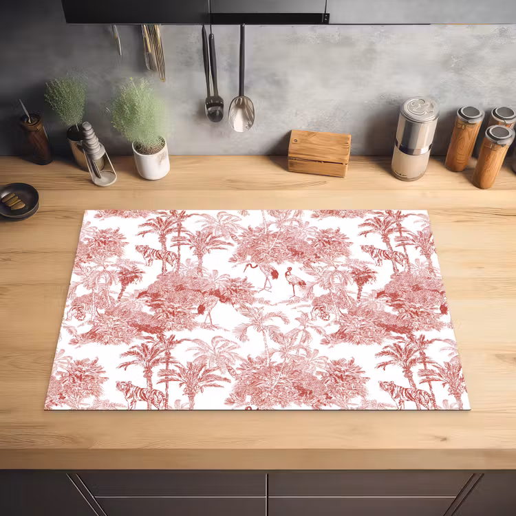 Tijger - Jungle - Natuur - Rood Inductie beschermer vinyl 3mm klein 276 -sfeer5