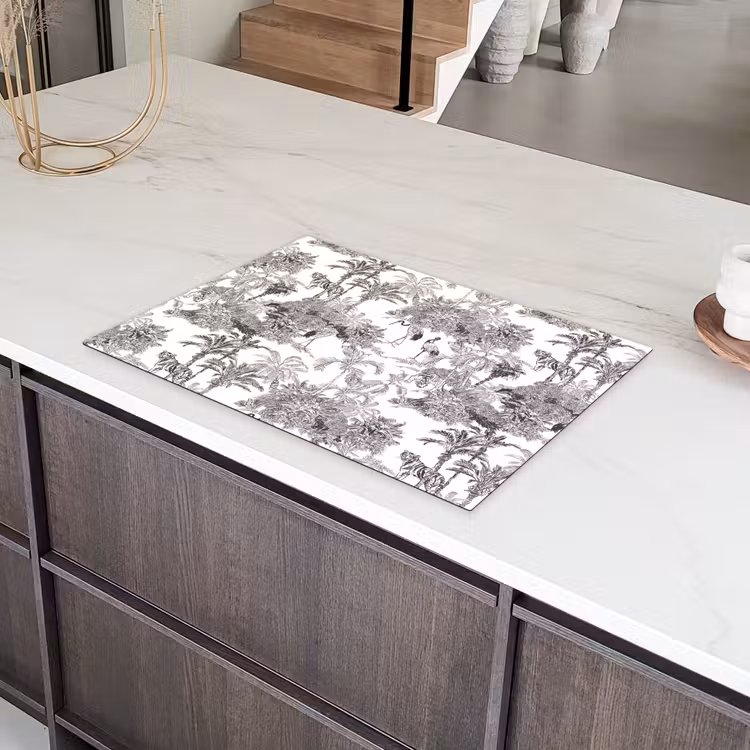Tijger - Jungle - Patroon - Grijs Inductie beschermer vinyl 3mm klein 276 -sfeer8