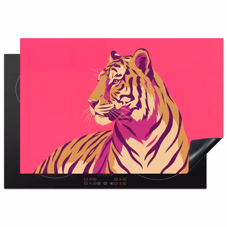 Tijger - Modern - Neon Inductie beschermer vinyl 3mm klein -3d
