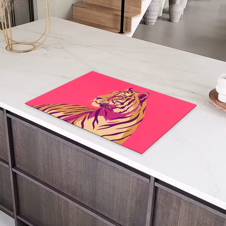 Tijger - Modern - Neon Inductie beschermer vinyl 3mm klein -sfeer8