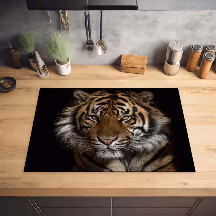Tijger - Wilde dieren - Portret Inductie beschermer vinyl 3mm middel -sfeer5